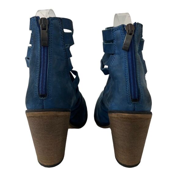 Free People Size 37 US 6 Blue Hybrid Strappy Heel Ankle Boots Booties Zip - Picture 5 of 8